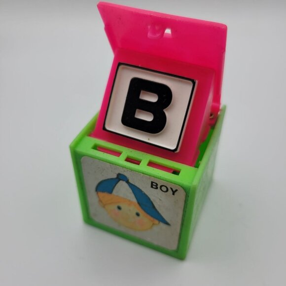 1972 Mattel Alphabet Pop Up Block Toy Plastic Vintage Letter B Boy Learn School - Picture 7 of 7
